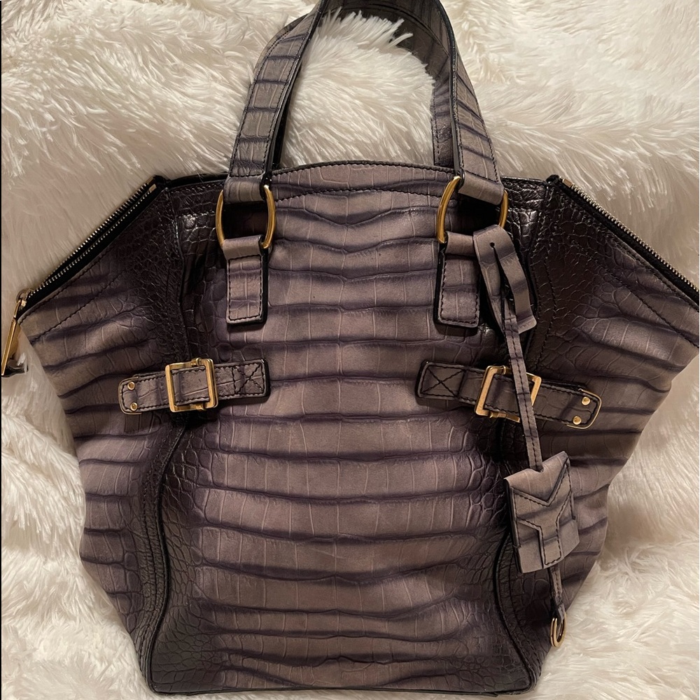 Yves  Saint Laurent Downtown Crocodile Print Leather Bag